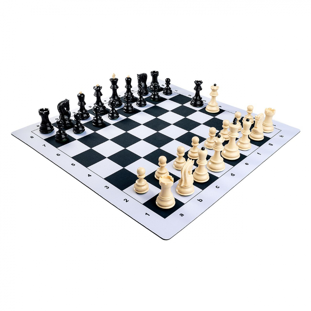Combo set Zagreb: Set Piese sah Zagreb cu Tabla  Mousepad alb negru