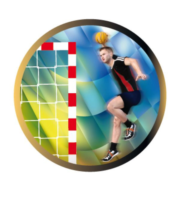 Emblema medalie cupa simbol handbal 25mm - Colorata