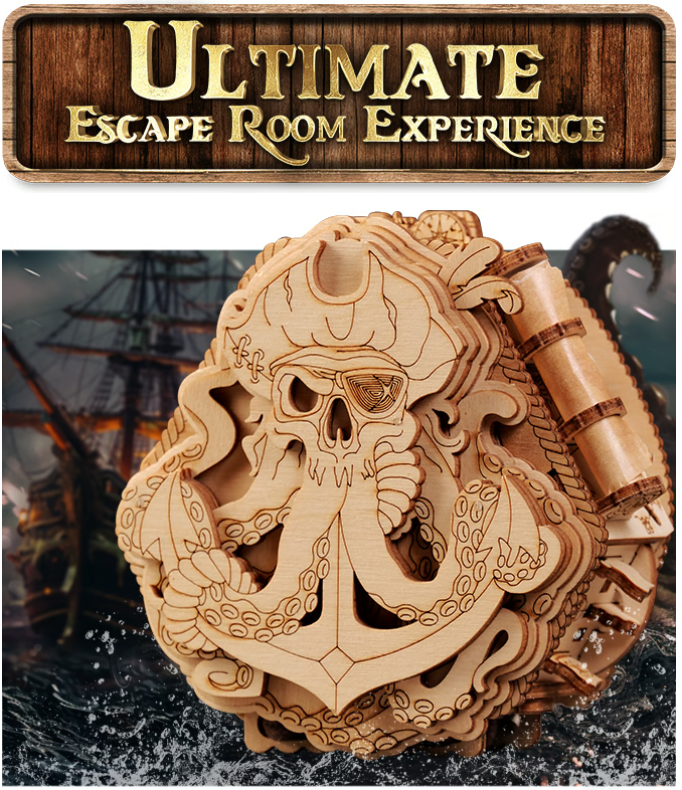 ESC WELT - Blackbeard s Compass - 3D Puzzle cu compartiment SECRET - Joc de gandire pentru adulti si adolescenti - Lemn ecologic