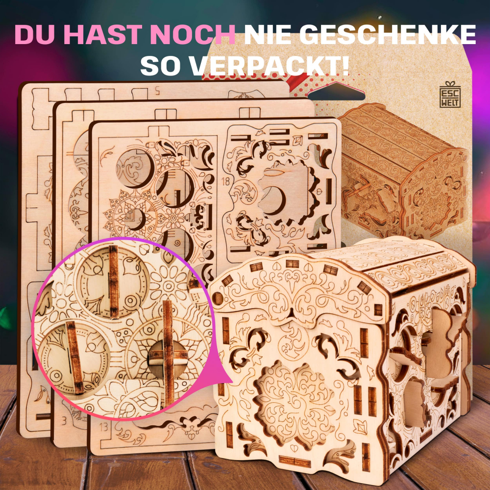 ESC WELT - Cutie tip Puzzle de lemn - CUFĂR- 3D Puzzle cu compartiment SECRET - Lemn ecologic [2]