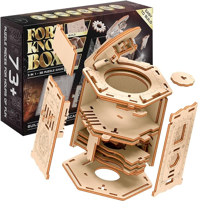 ESC WELT - Fort Knox Box Pro - 3 IN 1 Puzzle cu compartiment SECRET - Puzzle lemn 3D