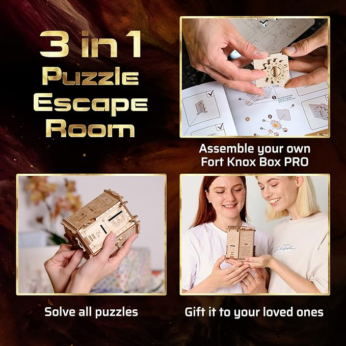 ESC WELT - Fort Knox Box Pro - 3 IN 1 Puzzle cu compartiment SECRET -  Puzzle lemn 3D [3]