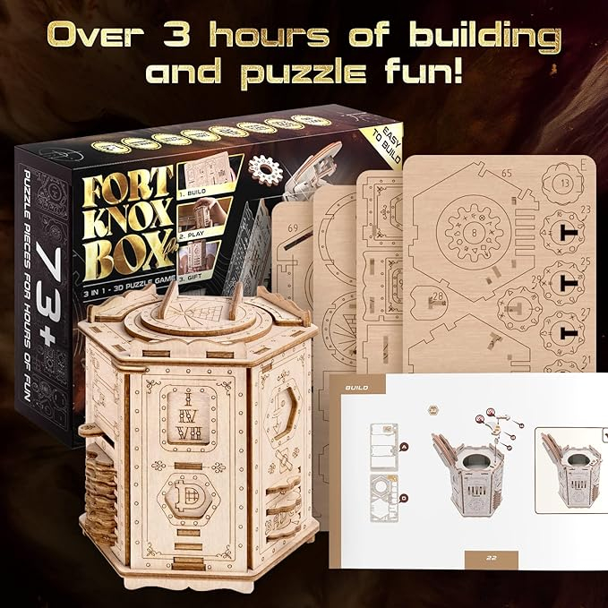 ESC WELT - Fort Knox Box Pro - 3 IN 1 Puzzle cu compartiment SECRET -  Puzzle lemn 3D [2]