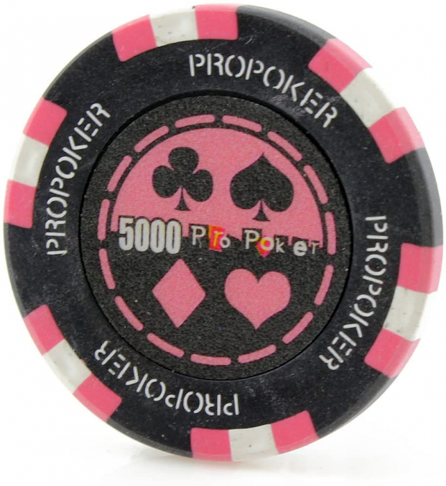 Jeton Pro Poker – Clay – 14g – Culoare Roz, inscriptionat (5000) Chips-uri