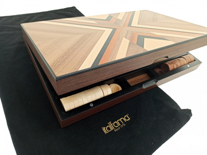 Joc table/backgammon din lemn intarsiat 38x48 cm [4]