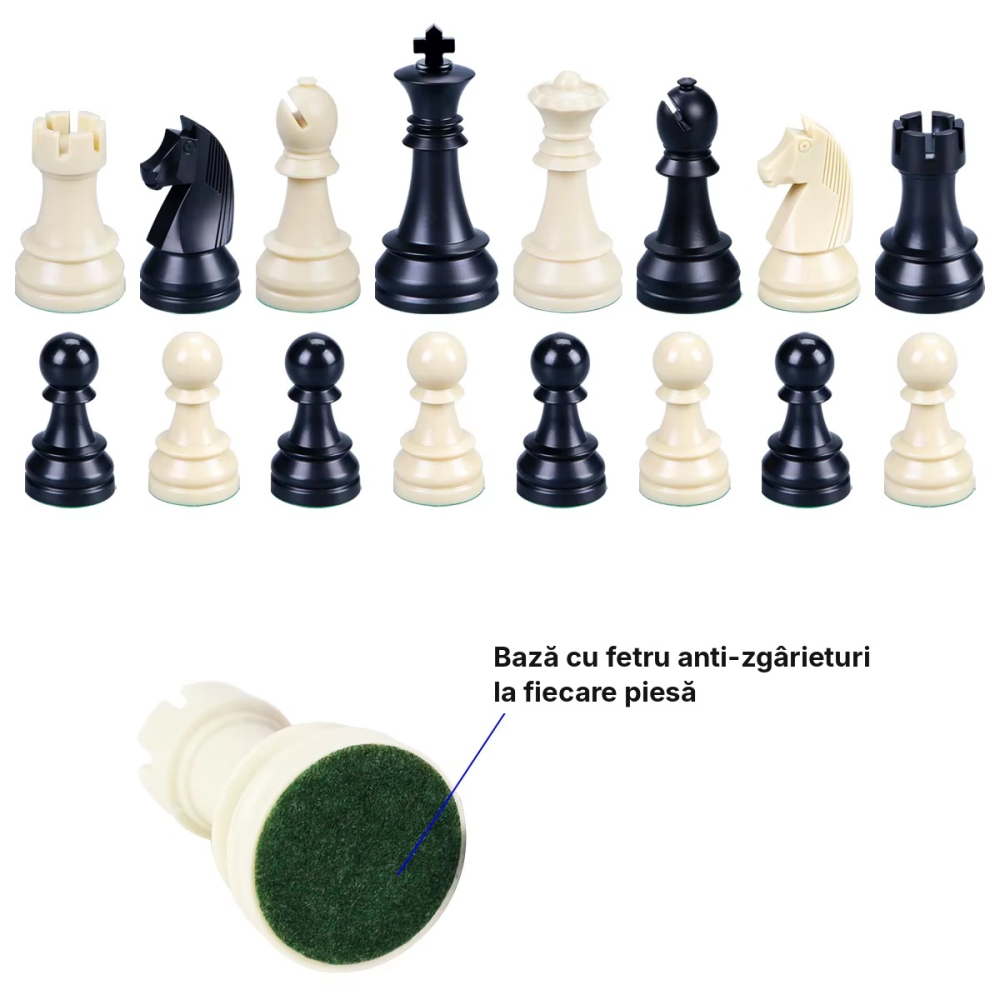 Piese de sah din plastic ABS Staunton 6 Leap, kh 97 mm, cu 2 regine suplimentare [2]