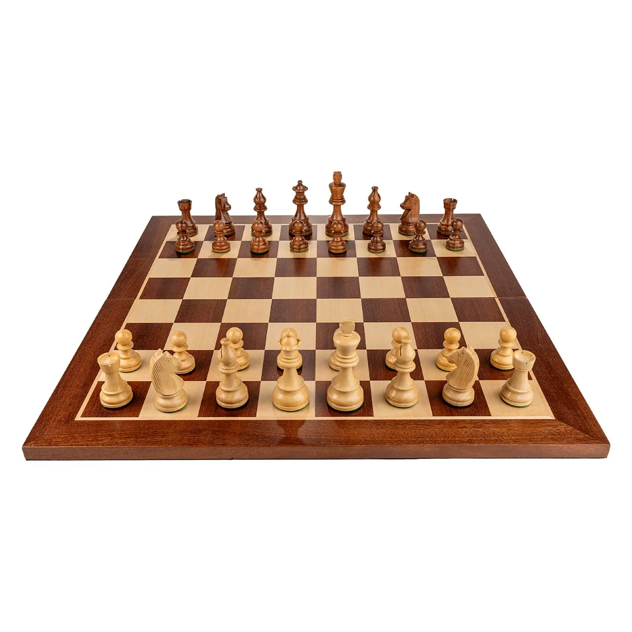 Piese din lemn Staunton 6 - cu Nebun Francez și Tabla de sah - mahon 55 x 55 mm + cutie la alegere (opțional) [2]