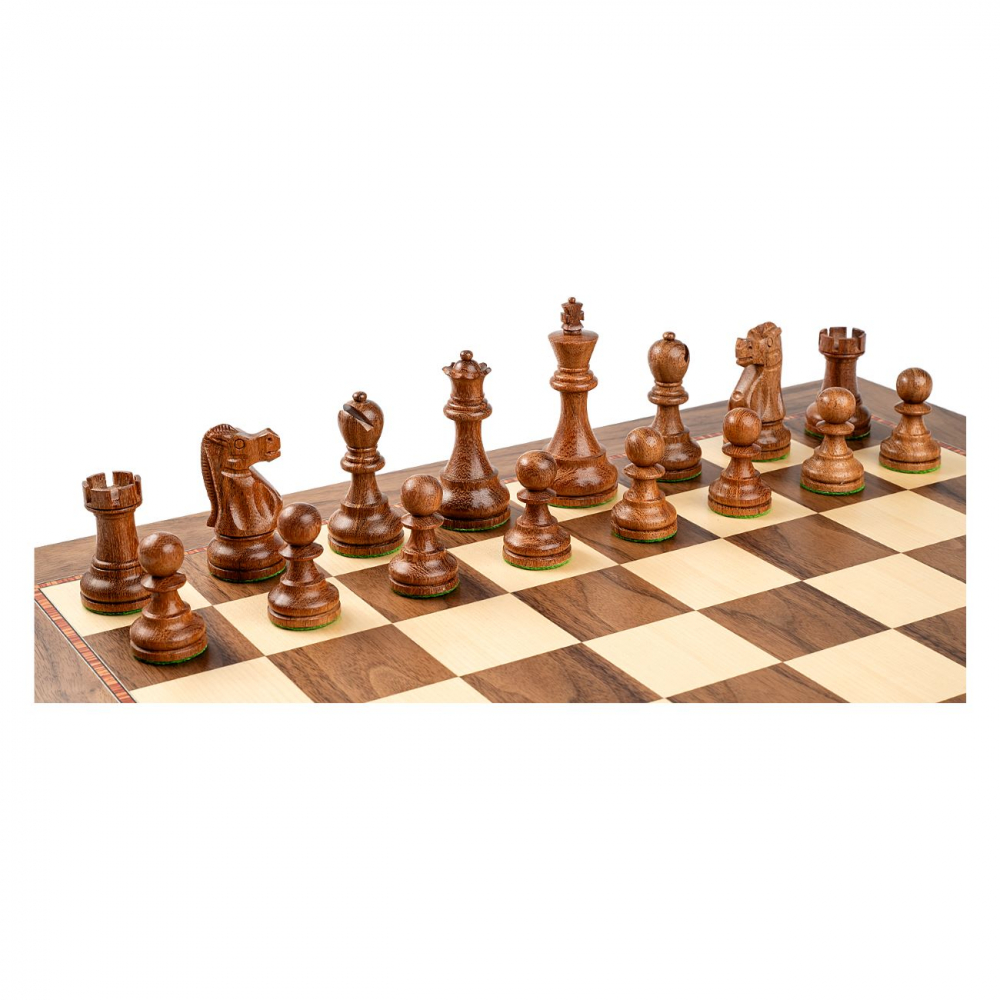 Piese sah Staunton 6 Deluxe Acacia cu tabla de sah lemn nuc (turnat), 55mm [2]