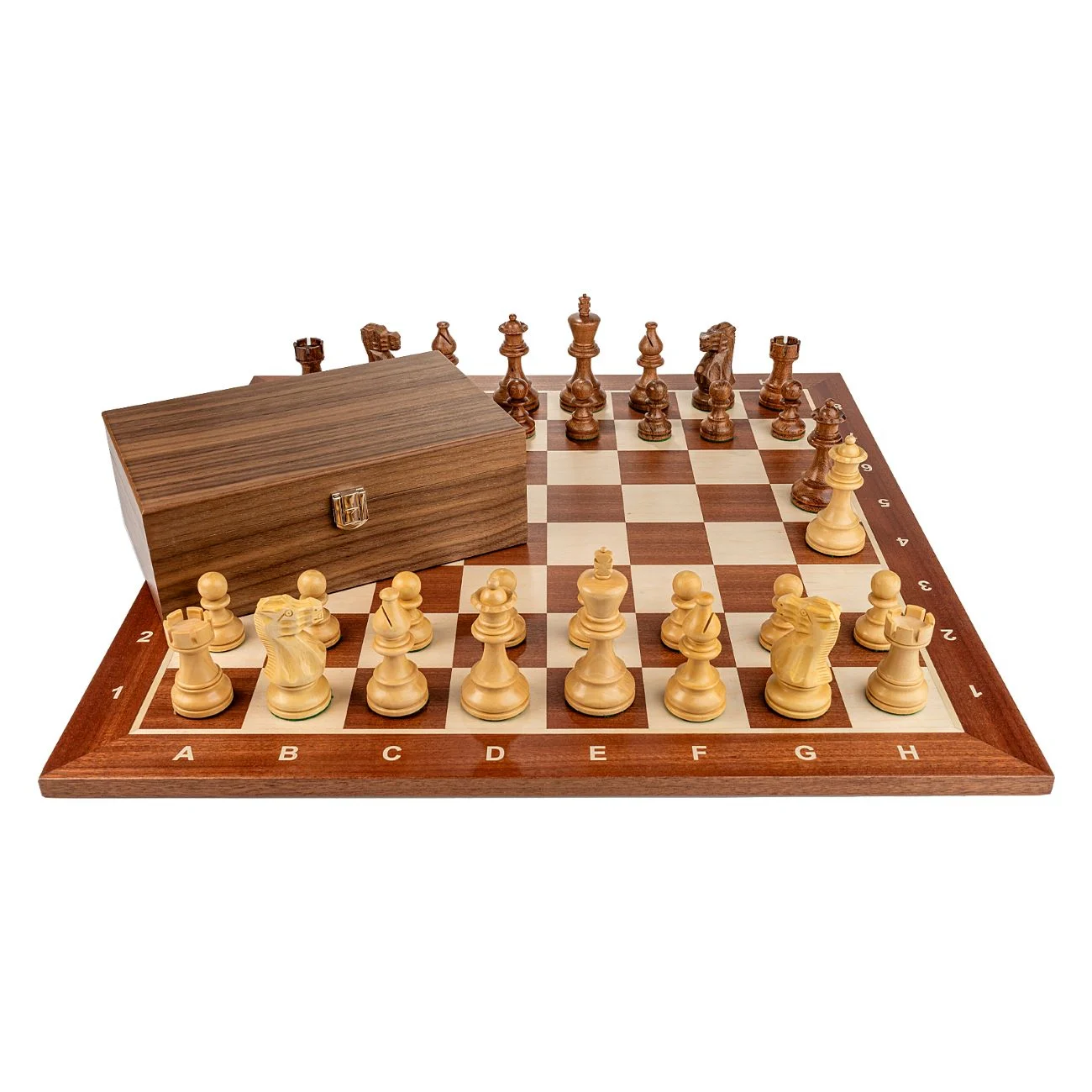 Piese Staunton 6 American Classic cu Tabla de sah - lemn mahon 55 x 55 mm + cutie la alegere (opțional) [3]