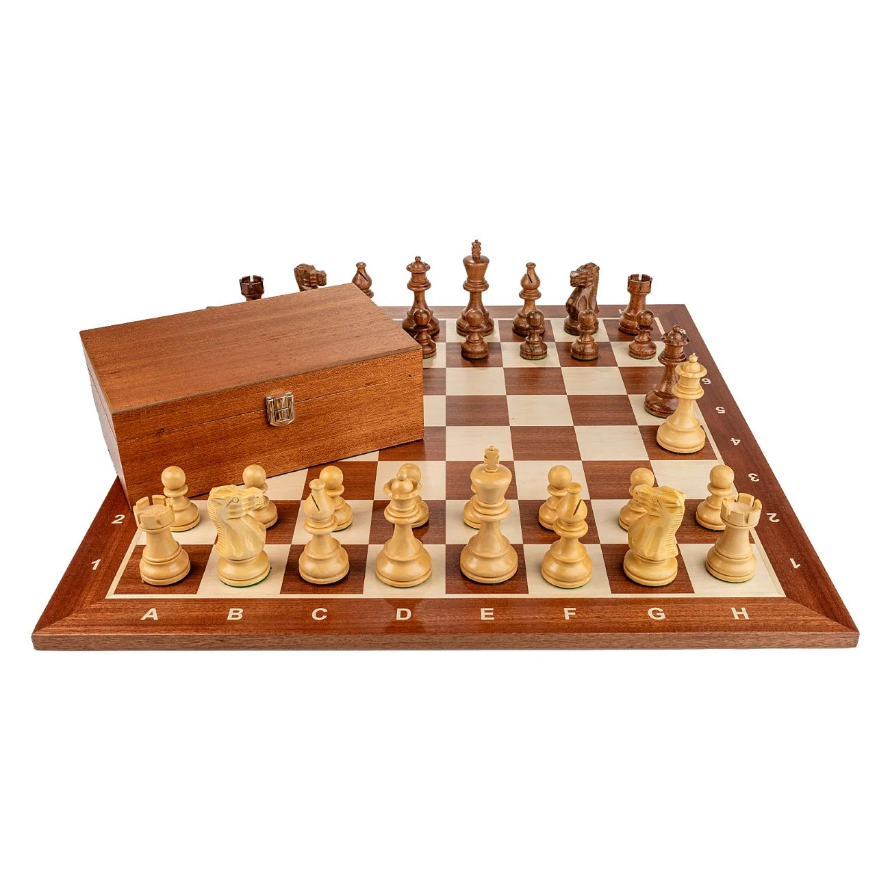 Piese Staunton 6 American Classic cu Tabla de sah - lemn mahon 55 x 55 mm + cutie la alegere (opțional) [4]