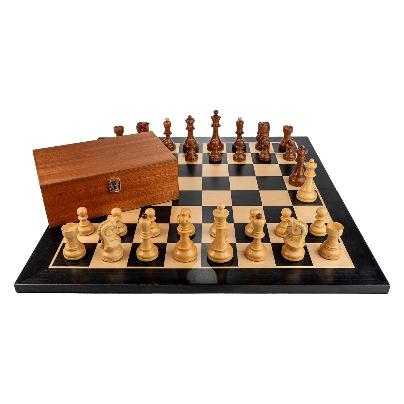 Piese Staunton 6 Dubrovnik cu Tabla de lemn pliabila - inlaid negru/artar, + cutie la alegere (opțional) [4]