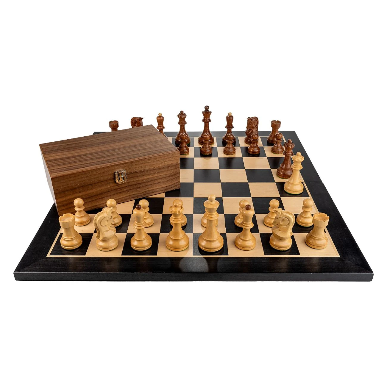 Piese Staunton 6 Dubrovnik cu Tabla de lemn pliabila - inlaid negru/artar, + cutie la alegere (opțional) [3]