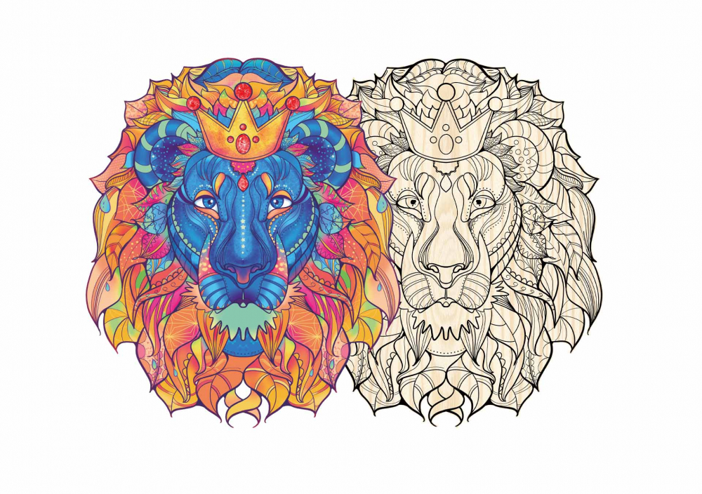 Puzzle din lemn  2 in 1 Lion, 177 piese, in cutie cu închidere magnetică [3]