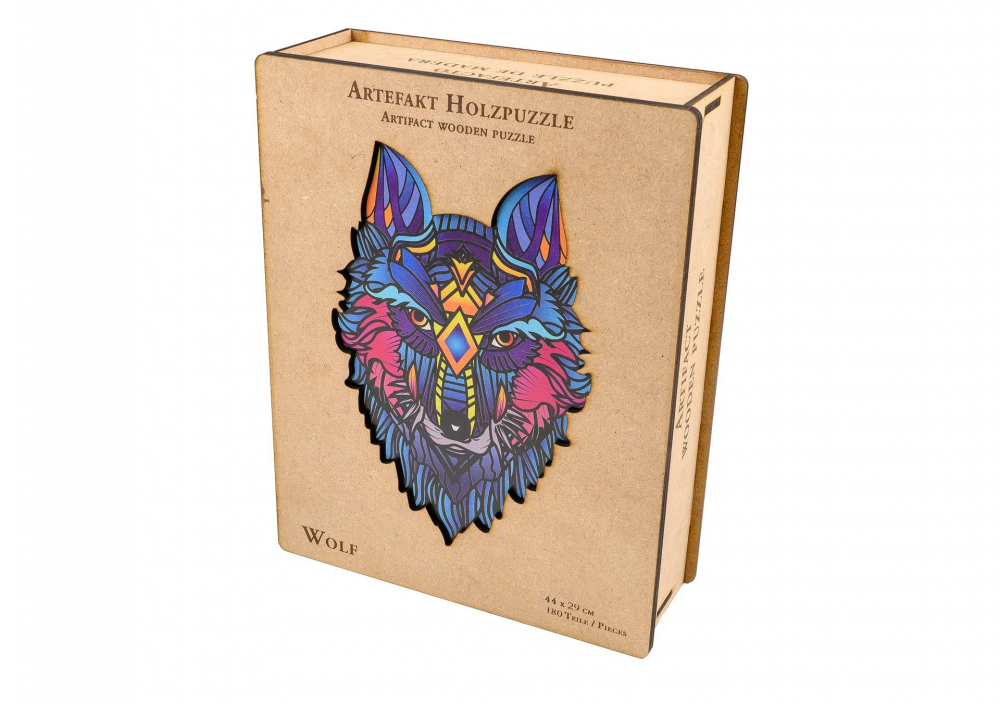 Puzzle din lemn  2 in 1 Wolf, 180 piese, in cutie de lemn [2]