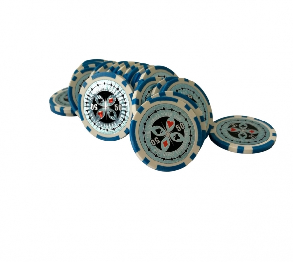 Set 25 jetoane poker ABS 11,5 gr model Ultimate, inscr. 50 [2]