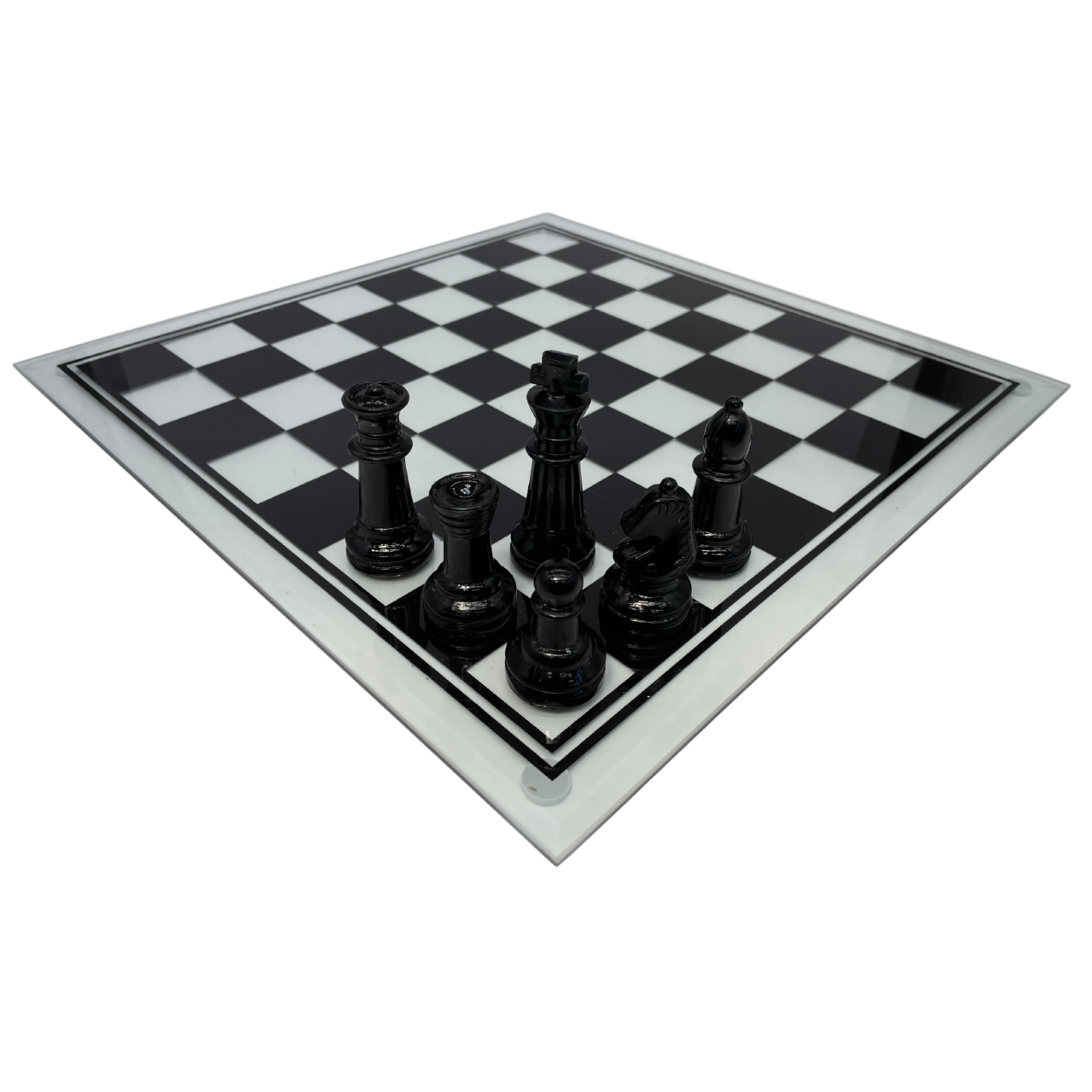 Set de sah din sticla cu piese transparente si negre, 35 cm [4]
