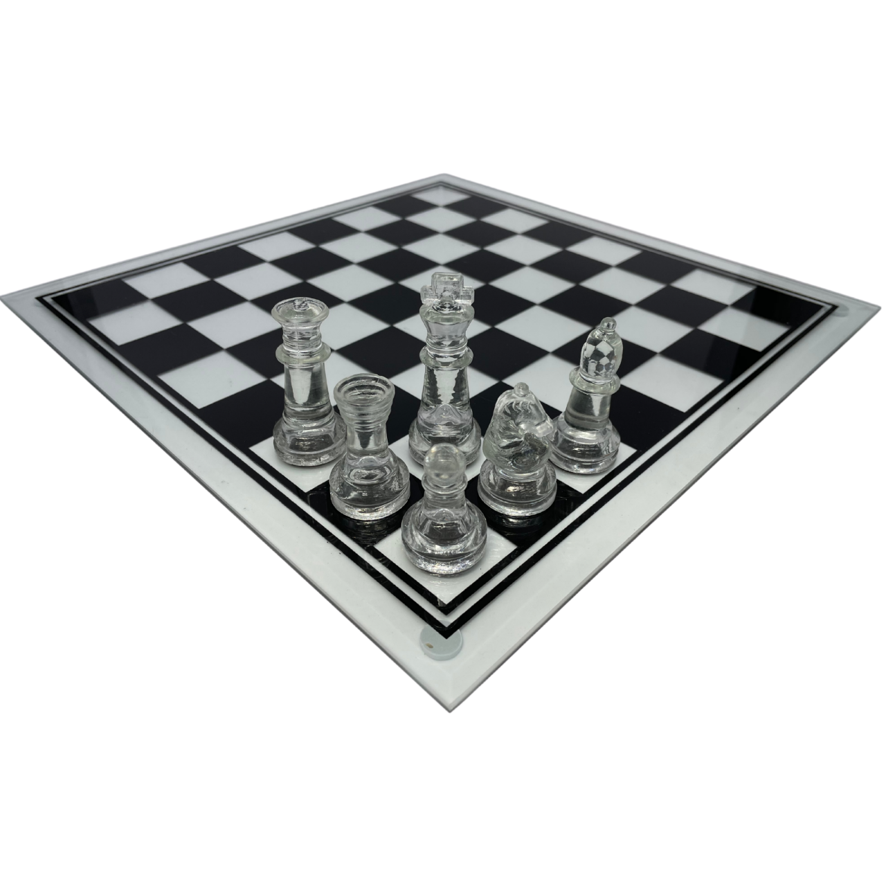 Set de sah din sticla cu piese transparente si negre, 35 cm [2]