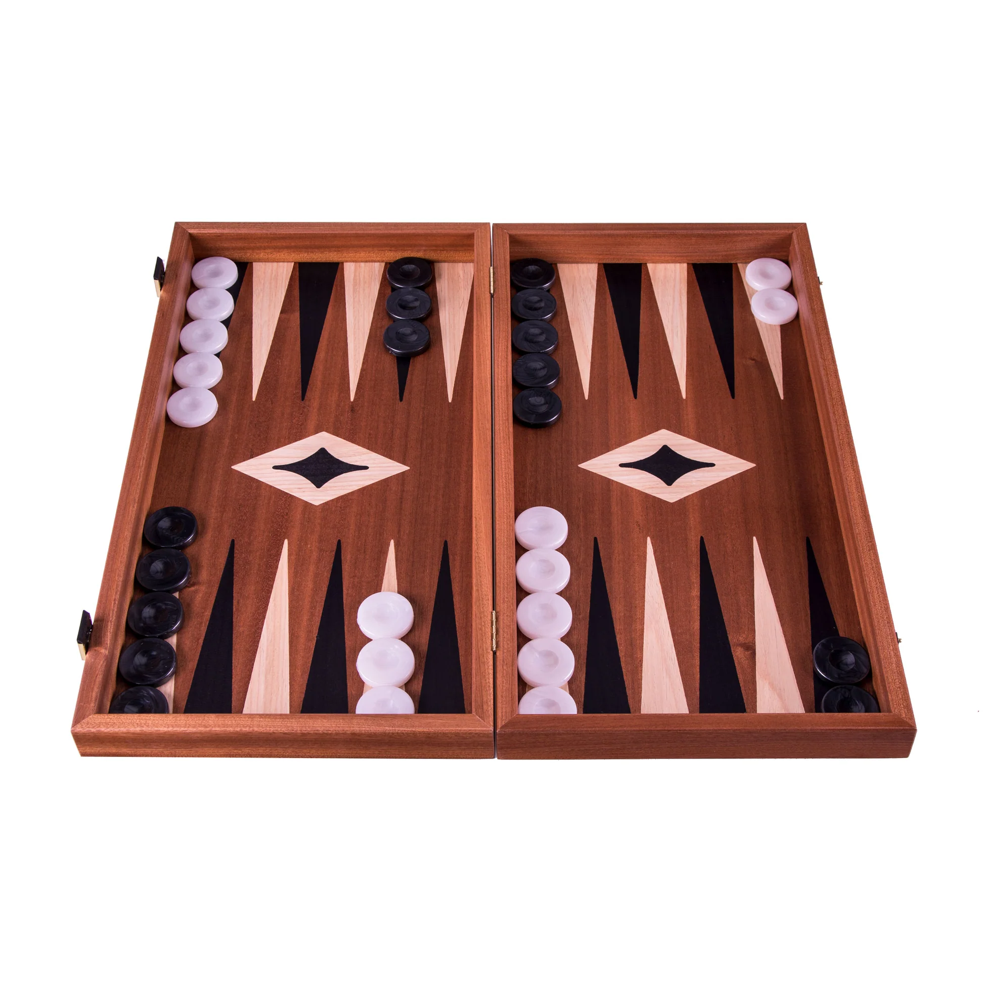 Set de șah, table și dame 3 în 1 din lemn de mahon realizat manual 38 x 20 [2]