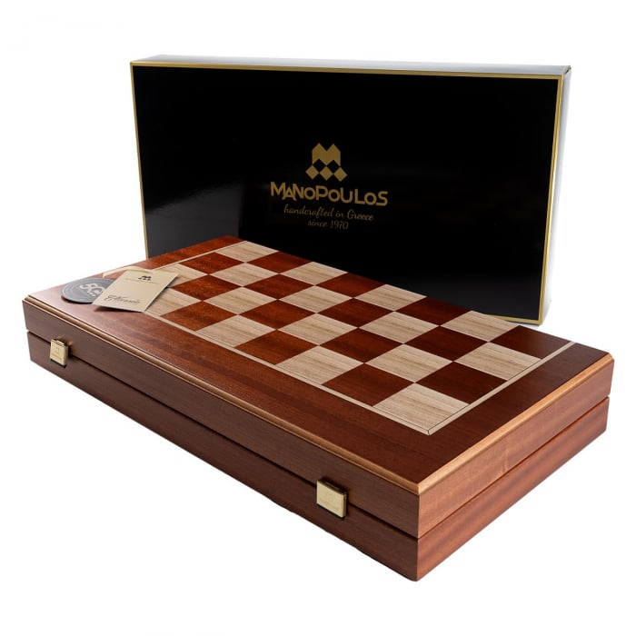 Set joc table backgammon cu tabla de sah la exterior,   lemn de mahon inlaid