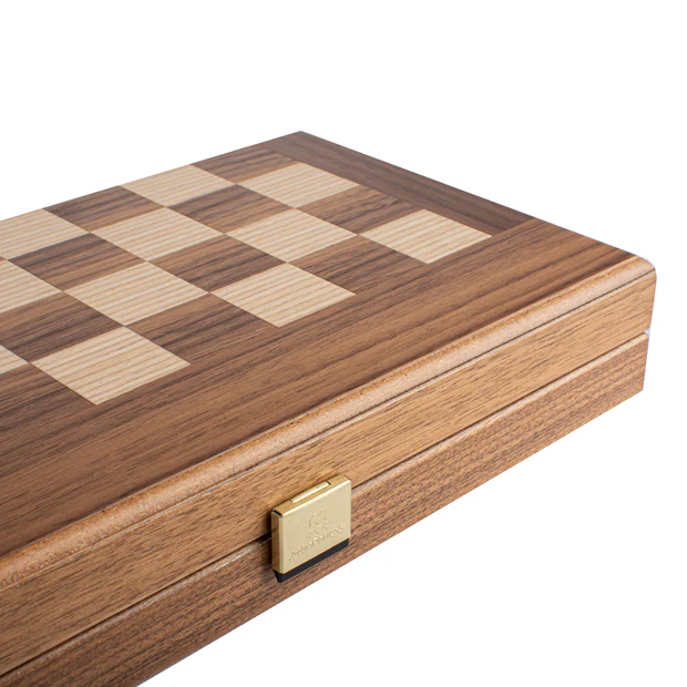 Set joc table/backgammon cu tabla de sah la exterior– lemn de nuc si stejar inlaid – 47,5 x 50 cm [2]