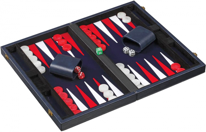 Set joc table Backgammon in stil Casino - Compact- 38x47 cm - Albastru