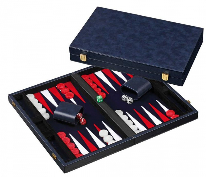 Set joc table/Backgammon in stil Casino - Compact- 38x47 cm - Albastru [2]