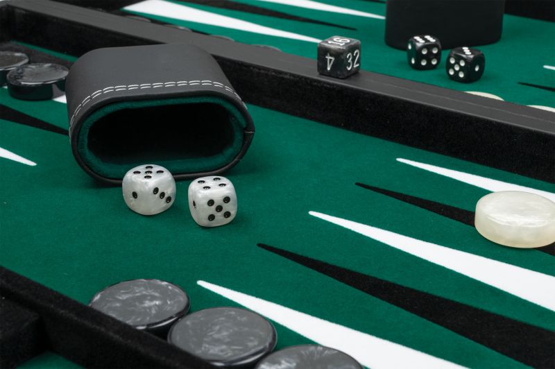 Set joc table/Backgammon in stil Casino Mediu - 45x57 cm - Verde, New edition [3]