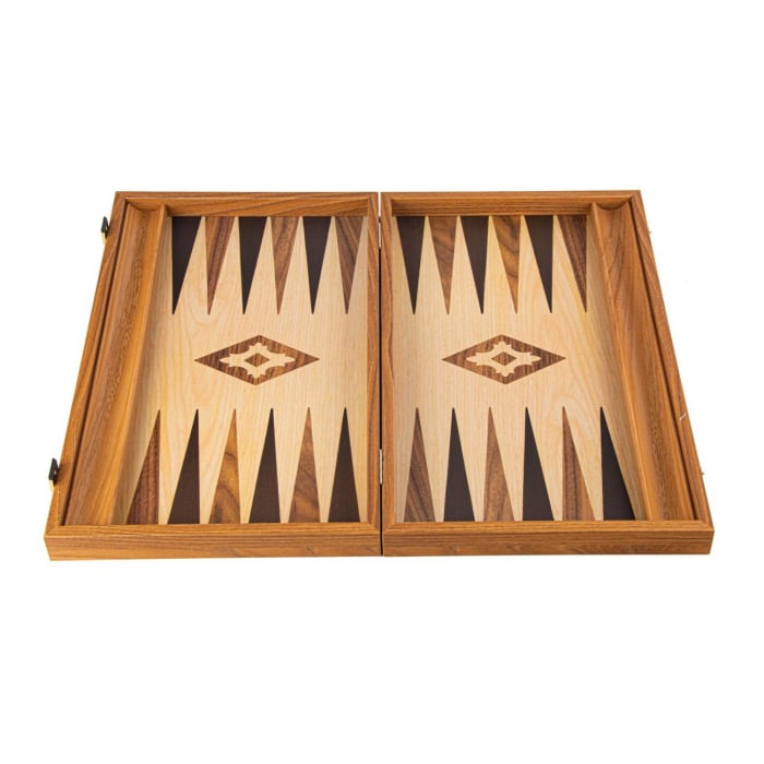 Set joc table backgammon lemn cu aspect de stejar , 47,5 x 60 cm