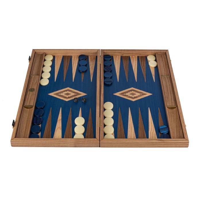 Set joc table / backgammon Stejar Albastru cu insertii nuc [2]