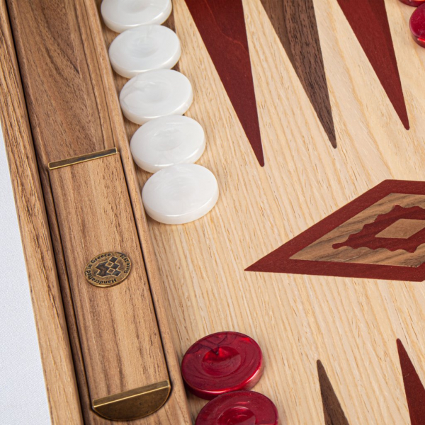 Set joc table / backgammon Walnut si Stejar cu insertii rosii [3]