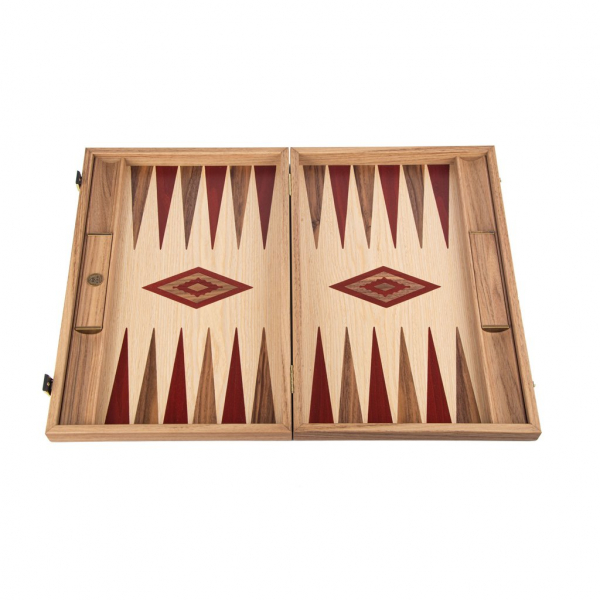 Set joc table / backgammon Walnut si Stejar cu insertii rosii [3]