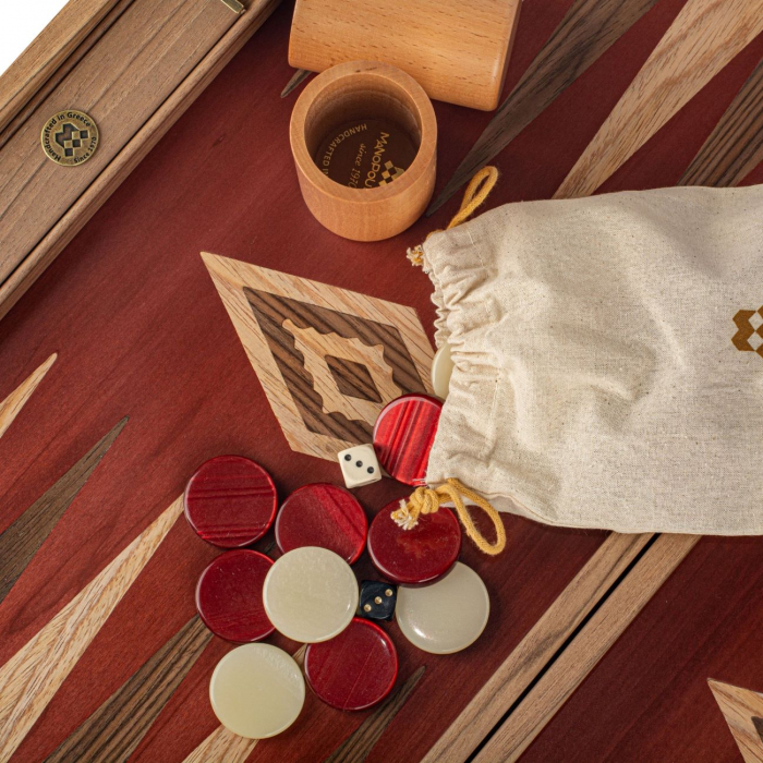 Set joc table / backgammon Stejar Rosu cu insertii nuc [2]