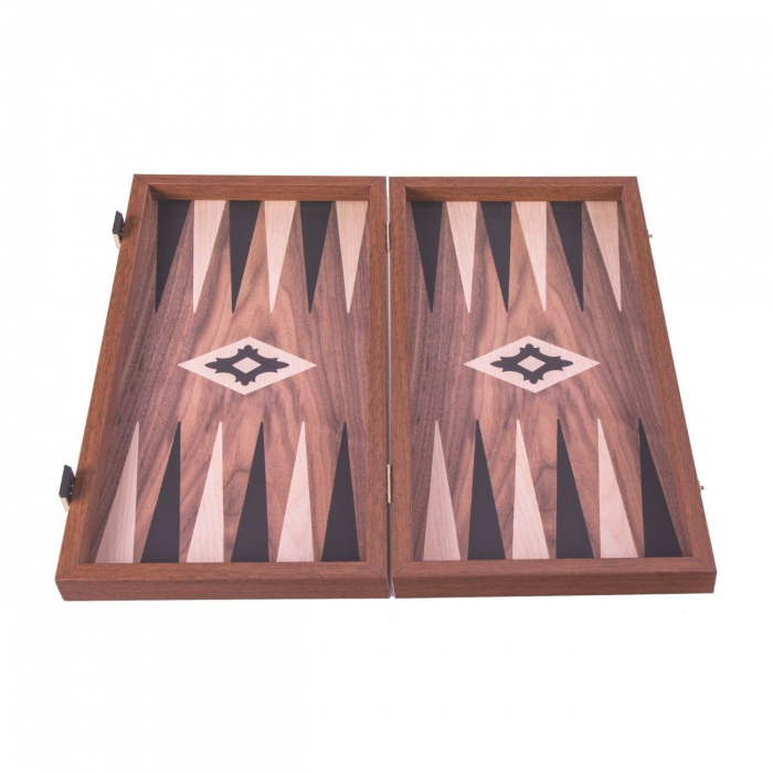 Set joc table backgammon Walnut with Black Oak points 30 x 30 cm Promotii