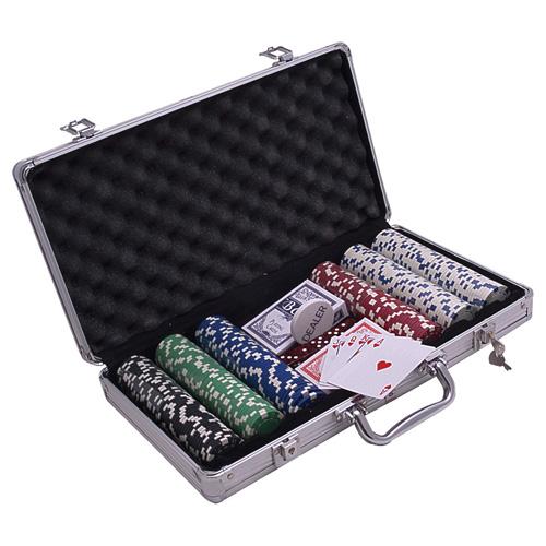 Set poker cu 300 chips-uri si servieta din aluminiu, model DICE