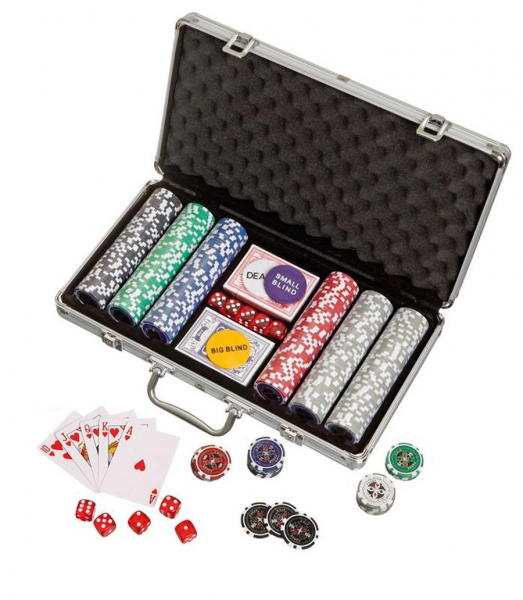 Set poker cu 300 jetoane, model Ultimate plus