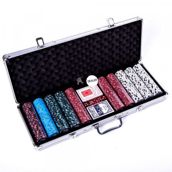 Set poker cu 500 chips-uri clay 14g model MONTECARLO si servieta din aluminiu [4]