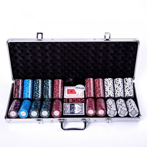 Set poker cu 500 chips-uri clay 14g model MONTECARLO si servieta din aluminiu [2]