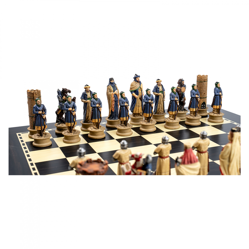 Set sah Cruciatii cu tabla de sah cu efect de abanos [6]