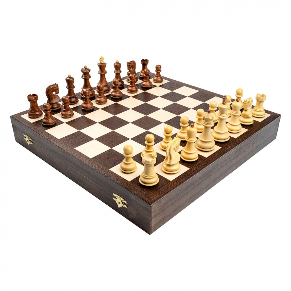 Set sah cu piese Staunton 5 Zagreb si  Cutie cu tabla sah din lemn - wenge [2]