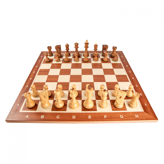 Set sah cu piese Staunton 5 Zagreb si tabla mahon no. 5 cu notatie [3]