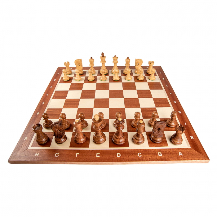 Set sah cu piese Staunton 5 Zagreb si tabla mahon no. 5 cu notatie [2]