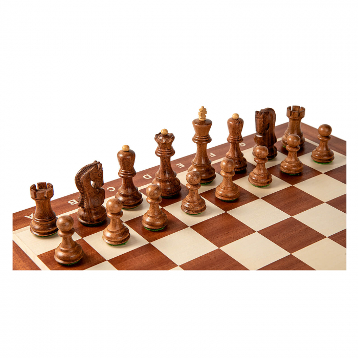 Set sah cu piese Staunton 5 Zagreb si tabla mahon no. 5 cu notatie [4]