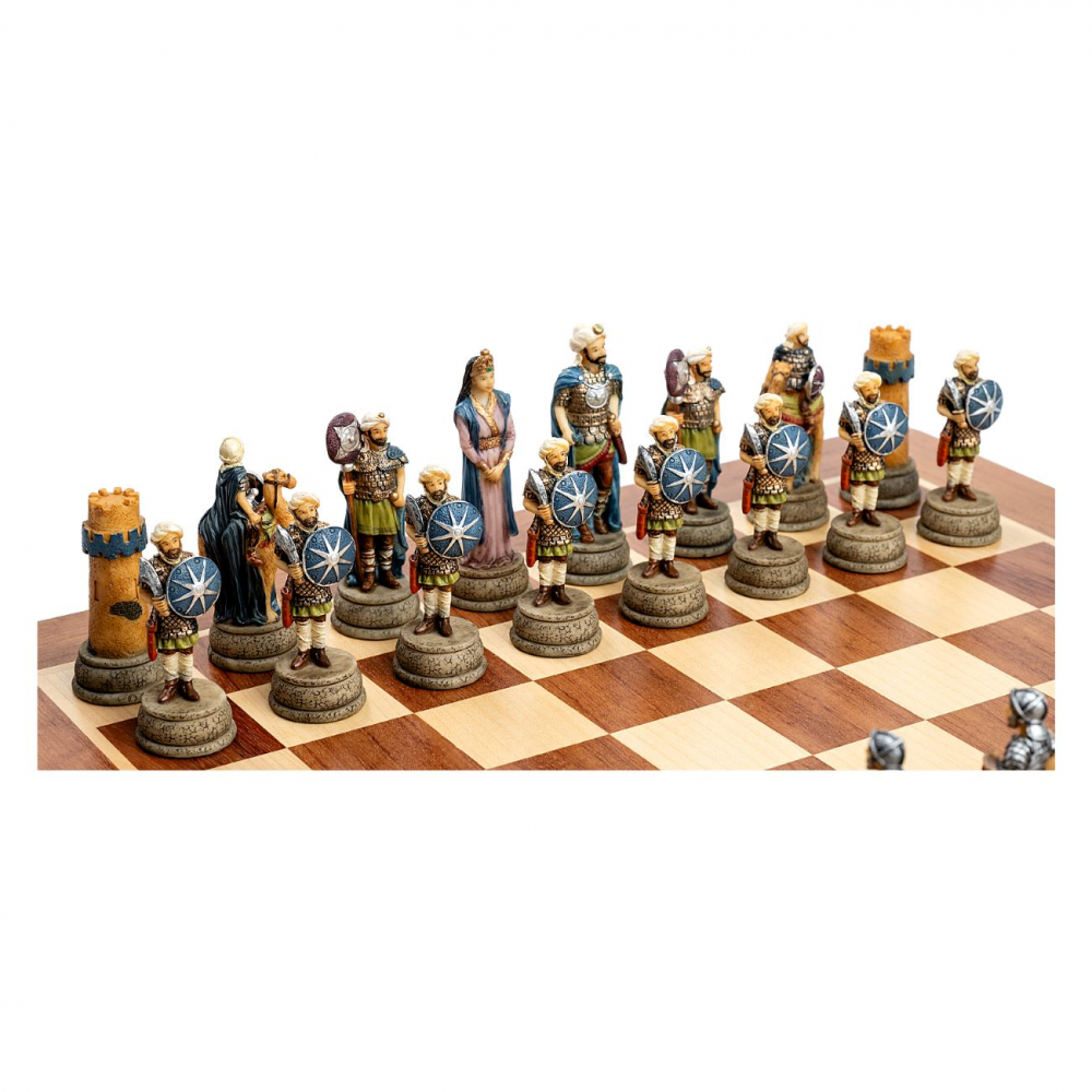 Set sah cu piese tematice Romanii vs Arabii cu tabla de Padauk [4]