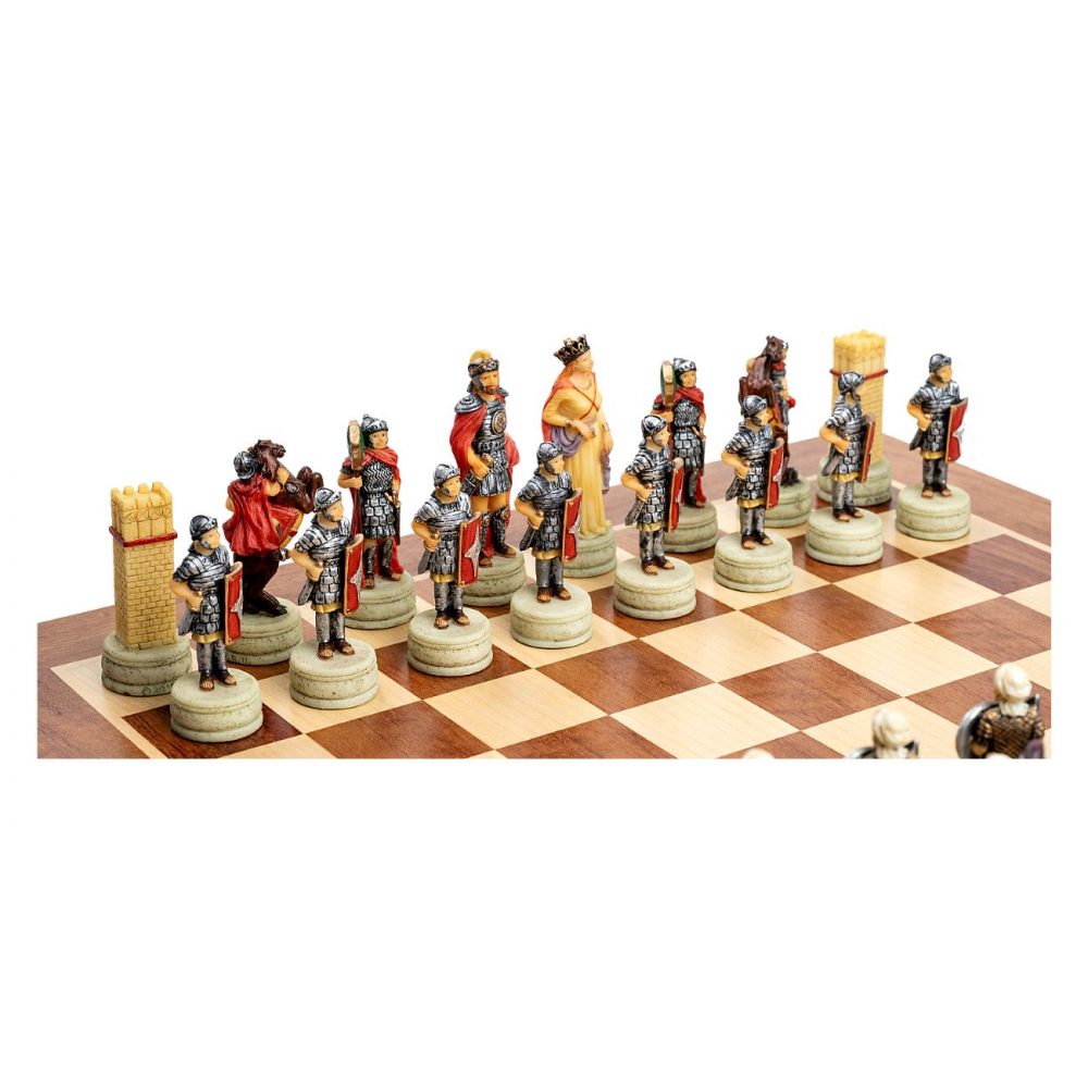 Set sah cu piese tematice Romanii vs Arabii cu tabla de Padauk [3]
