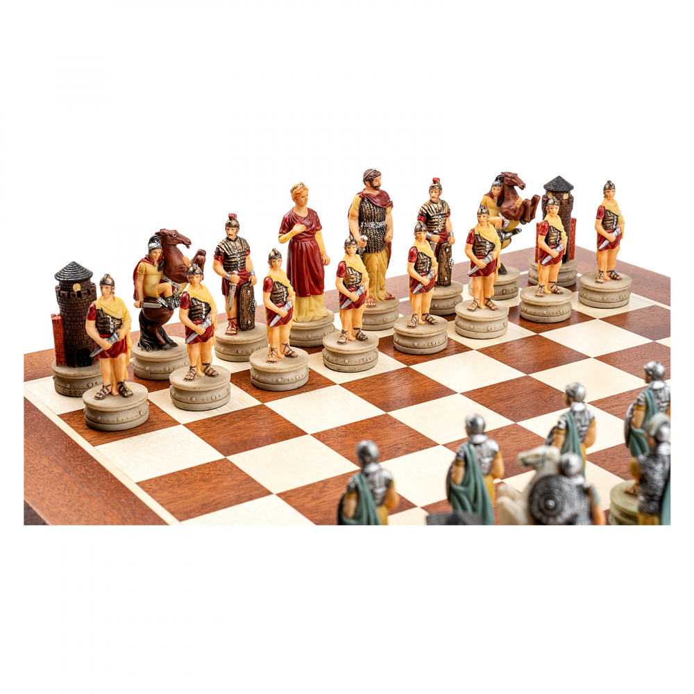 Set sah cu piese tematice Grecii si Romanii cu tabla de mahon [5]