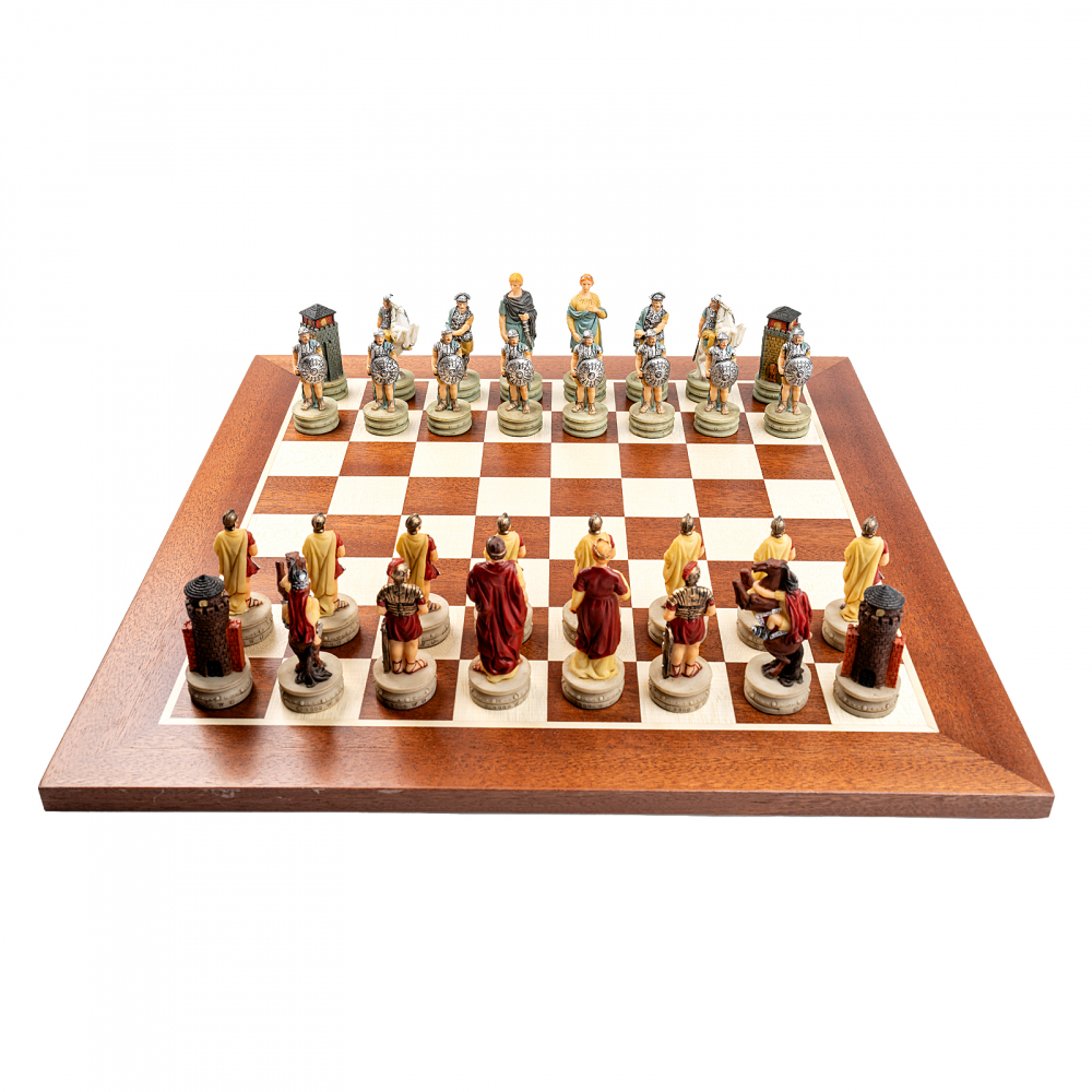 Set sah cu piese tematice Grecii si Romanii cu tabla de mahon [2]