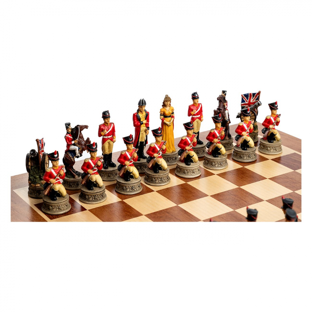 Set sah cu piese tematice Batalia de la Waterloo cu tabla de Padauk [4]