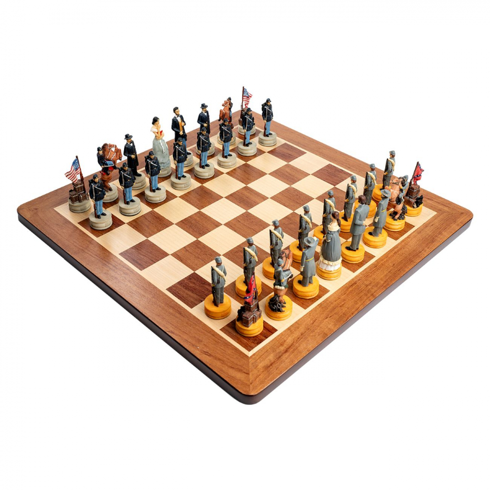 Set sah cu piese tematice Razboiul Civil American cu tabla de Padauk [2]