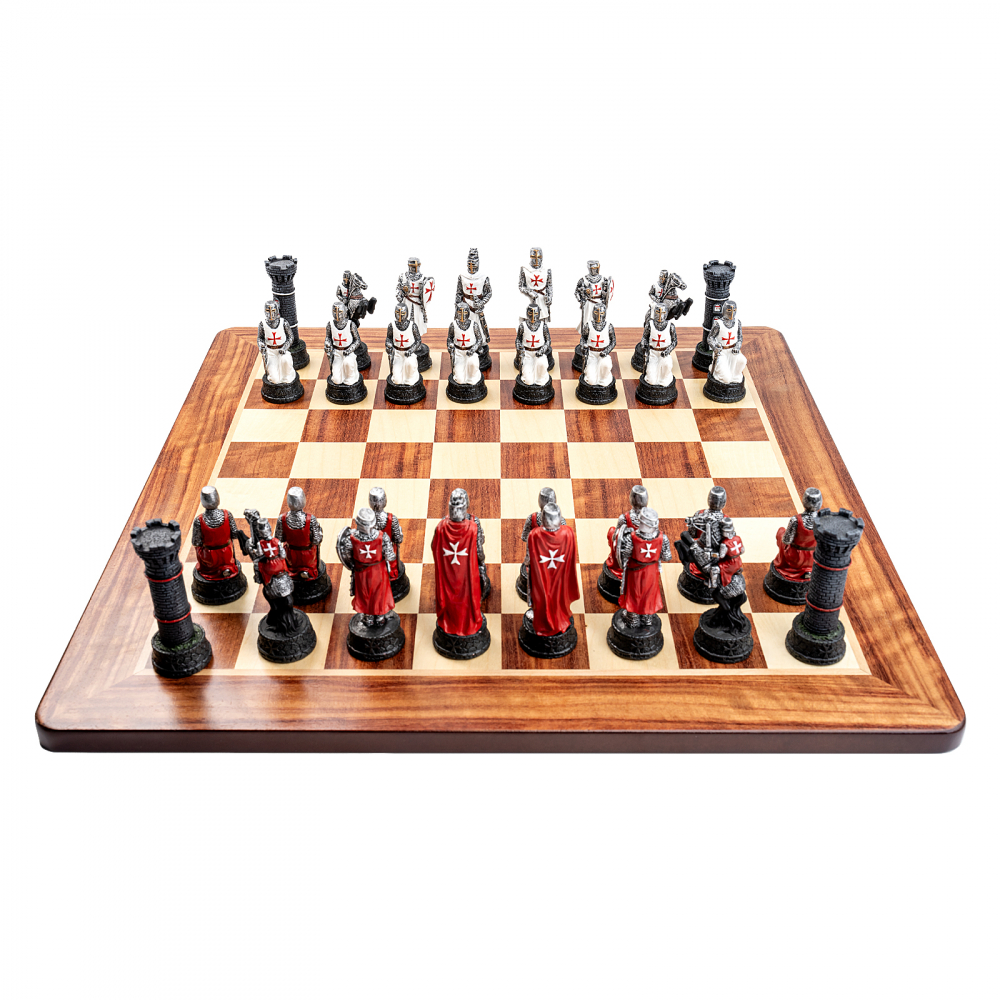 Set sah cu piese tematice Templierii cu tabla Padauk [3]