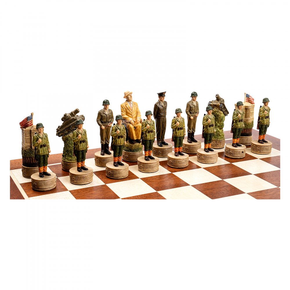Set sah cu piese tematice WWII cu tabla mahon [6]
